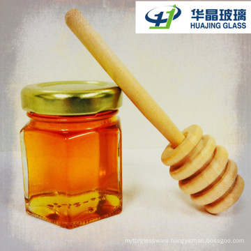 Hexgonal Empty Glass Honey Jar